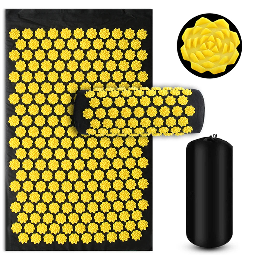 3-Piece Acupressure Mat & Pillow Set – Full Body Massage Cushion for Back, Neck, and Foot Relief