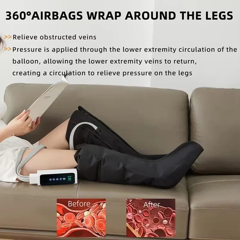 Air Compression Leg Recovery Boots – 3-Level Massage for Circulation, Swelling &amp; Pain Relief