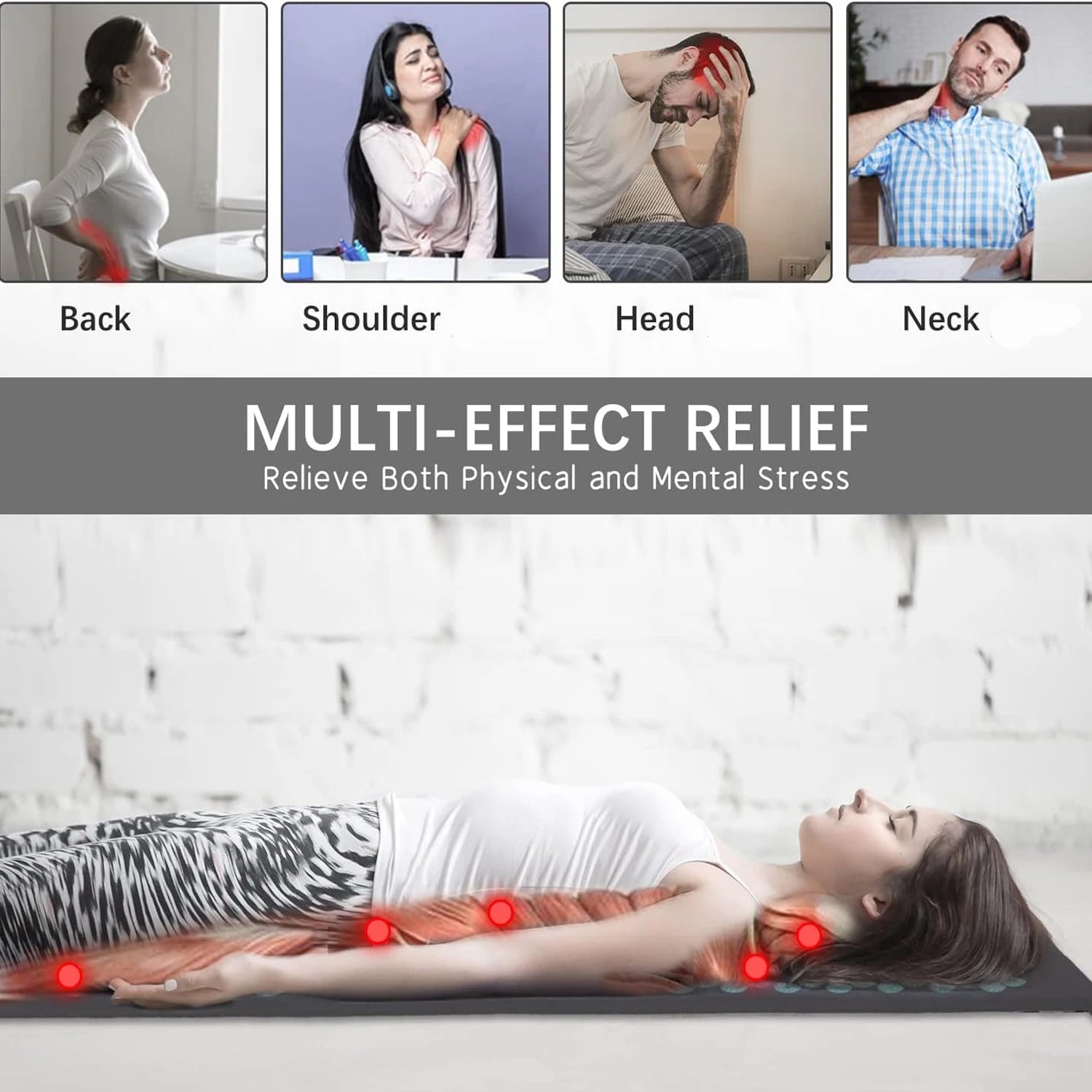 3-Piece Acupressure Mat & Pillow Set – Full Body Massage Cushion for Back, Neck, and Foot Relief