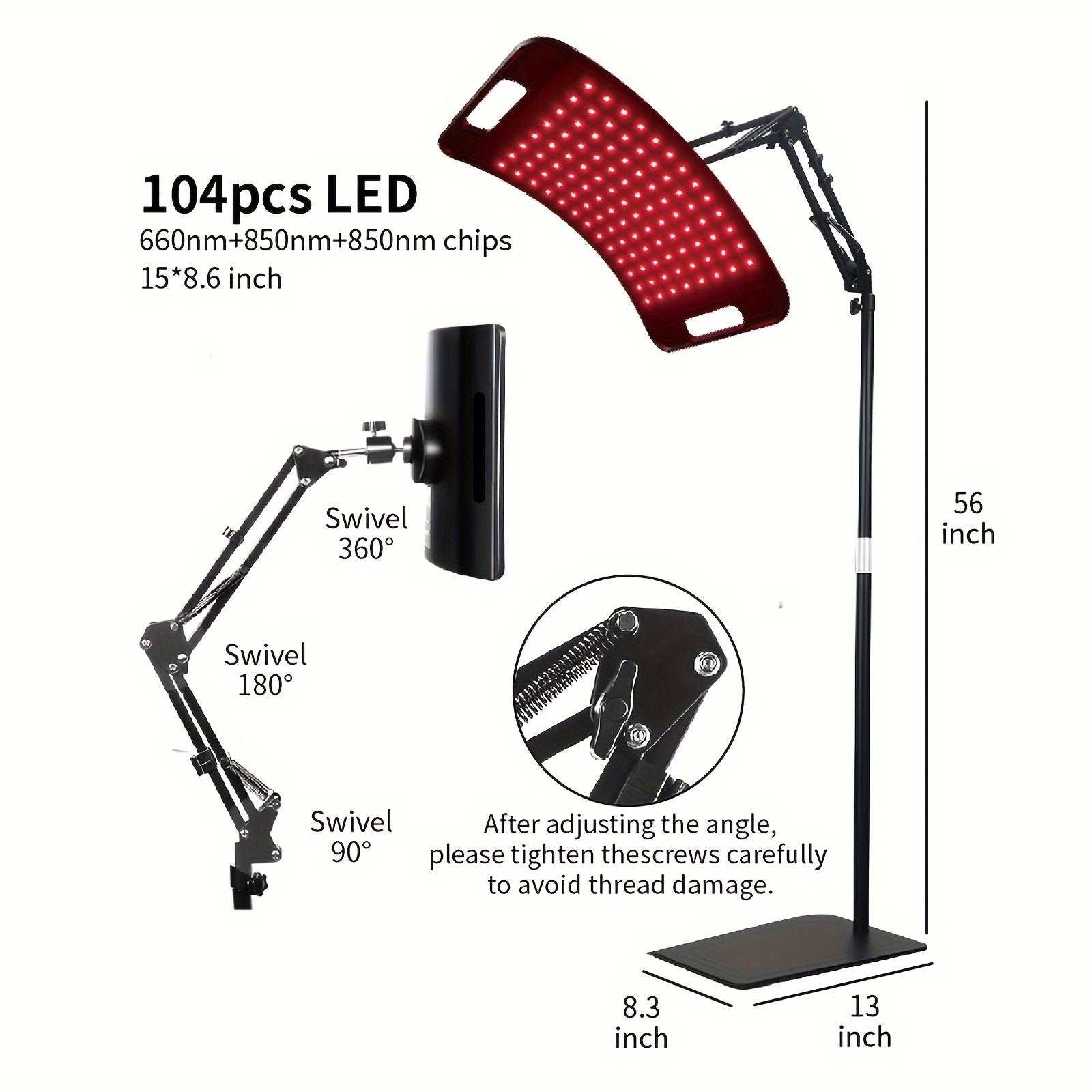 CABPAY Red Light Therapy Lamp with Stand – 660nm Red &amp; 850nm Near Infrared Light for Full-Body Wellness and Recovery